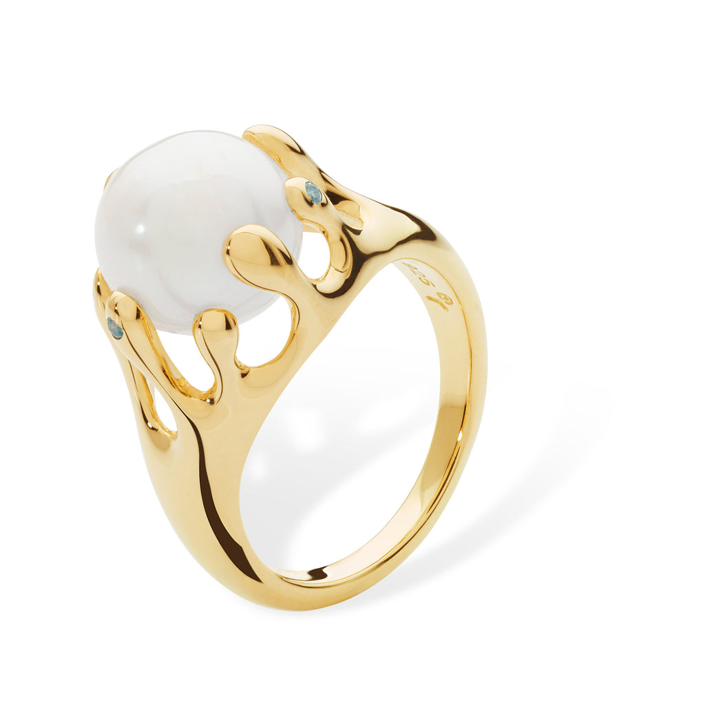 Ring with Pearl in Gold Vermeil