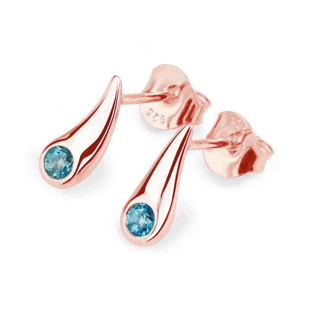 Couture Stud Earrings in 18ct Rose Gold Vermeil with Blue Swarovski Crystals